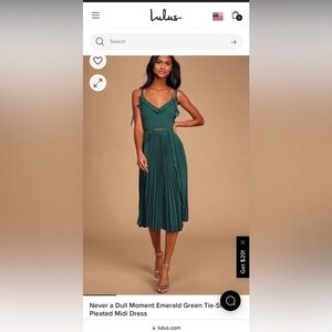 NWT Lulus Never a Dull Moment emerald green midi dress